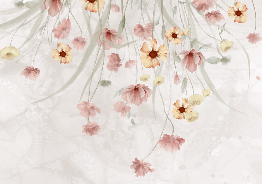 Gemälde von Blumen auf weißem Hintergrund