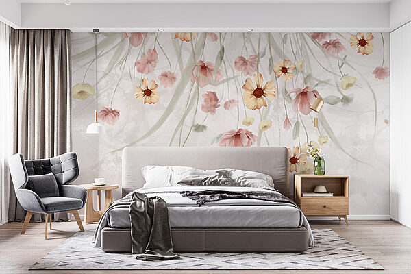 Gemälde von Blumen auf weißem Hintergrund Gemälde von Blumen auf weißem Hintergrund