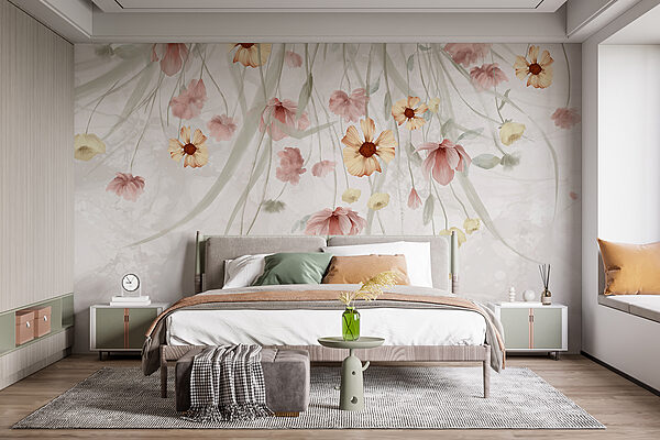 Gemälde von Blumen auf weißem Hintergrund Gemälde von Blumen auf weißem Hintergrund