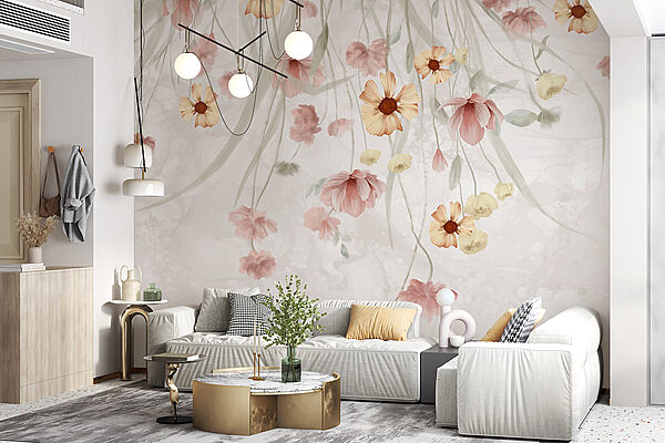 Gemälde von Blumen auf weißem Hintergrund Gemälde von Blumen auf weißem Hintergrund