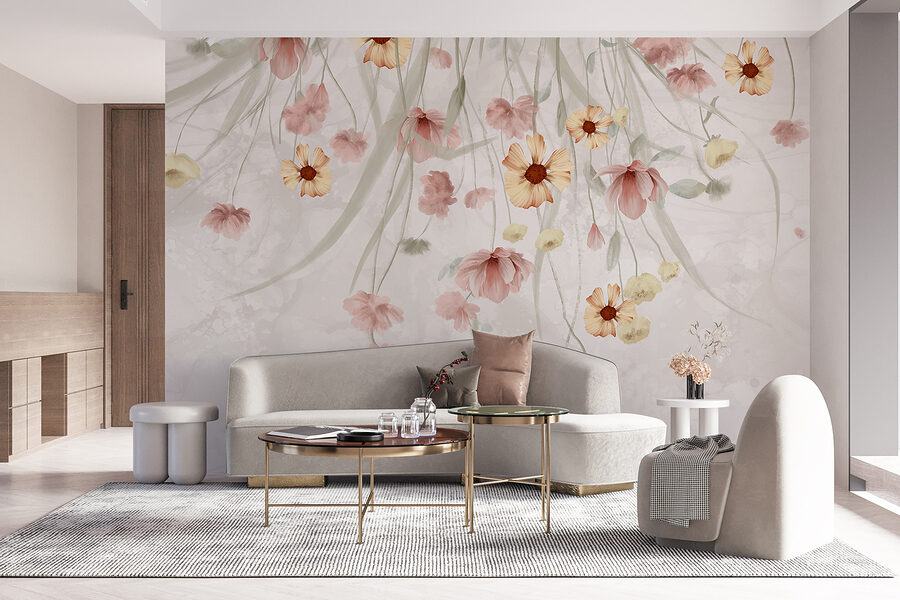 Gemälde von Blumen auf weißem Hintergrund
