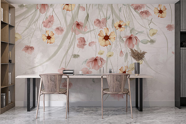Gemälde von Blumen auf weißem Hintergrund Gemälde von Blumen auf weißem Hintergrund