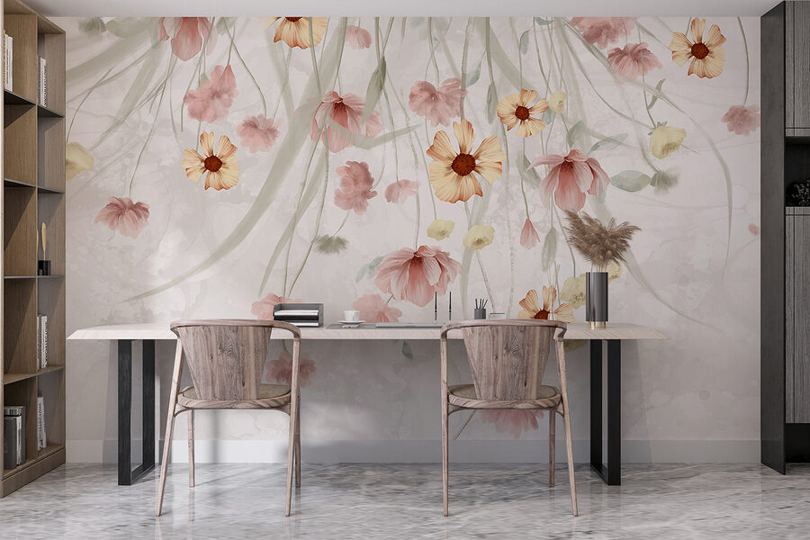 Gemälde von Blumen auf weißem Hintergrund