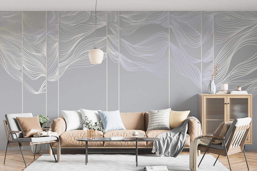 White and purple line art