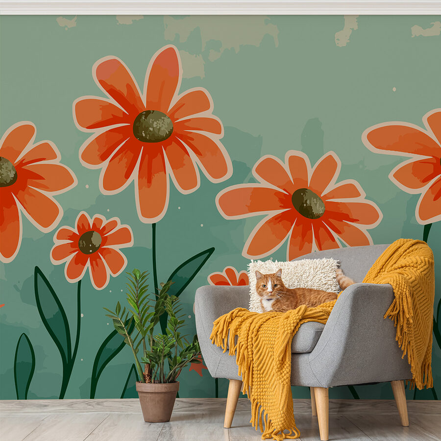 Gruppe von orangefarbenen Blumen Gruppe von orangefarbenen Blumen