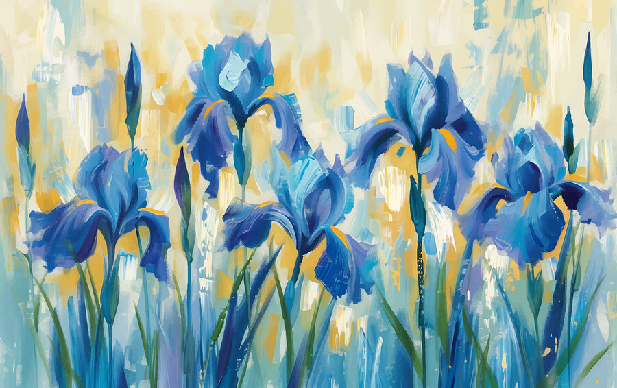 Malerei von blauen Blumen
