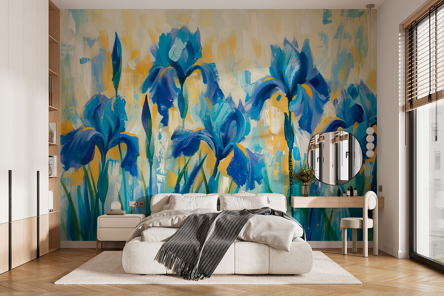 Malerei von blauen Blumen