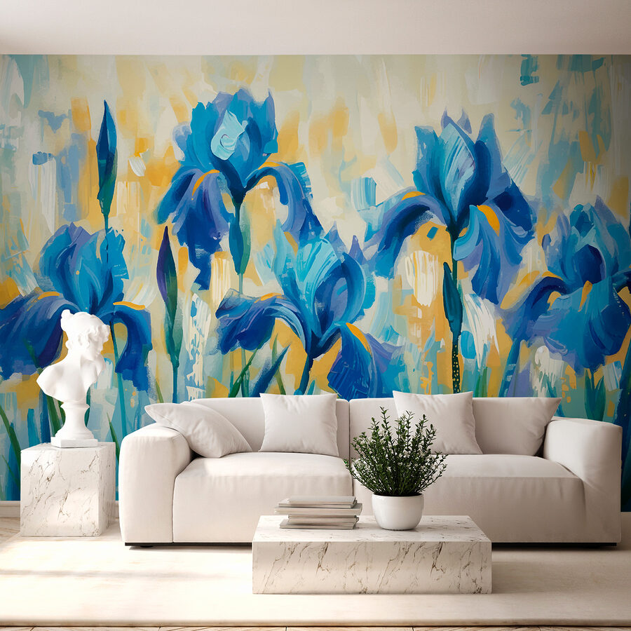 Malerei von blauen Blumen