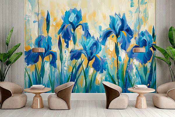 Malerei von blauen Blumen Malerei von blauen Blumen