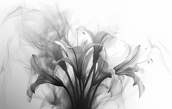 Schwarzes und weißes Bild von Blumen Schwarzes und weißes Bild von Blumen