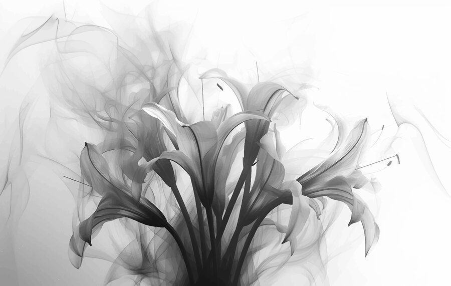 Schwarzes und weißes Bild von Blumen