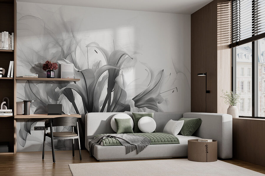 Schwarzes und weißes Bild von Blumen