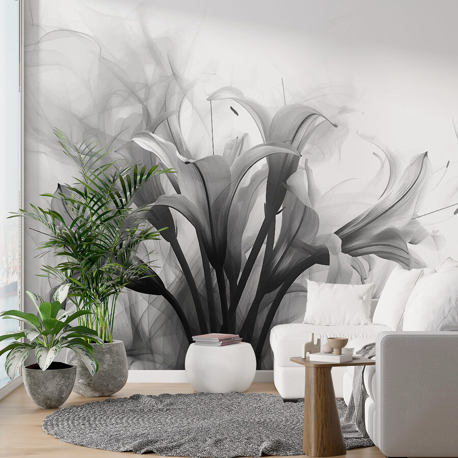Schwarzes und weißes Bild von Blumen