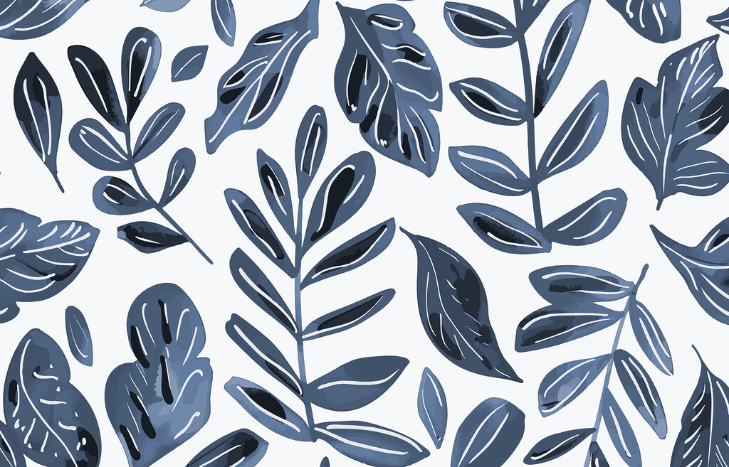 Muster aus blauen Blättern Muster aus blauen Blättern