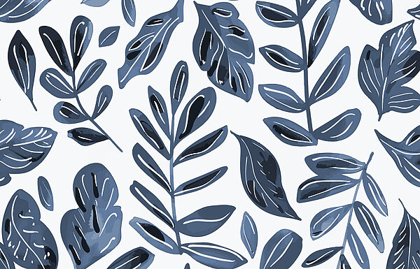 Muster aus blauen Blättern Muster aus blauen Blättern