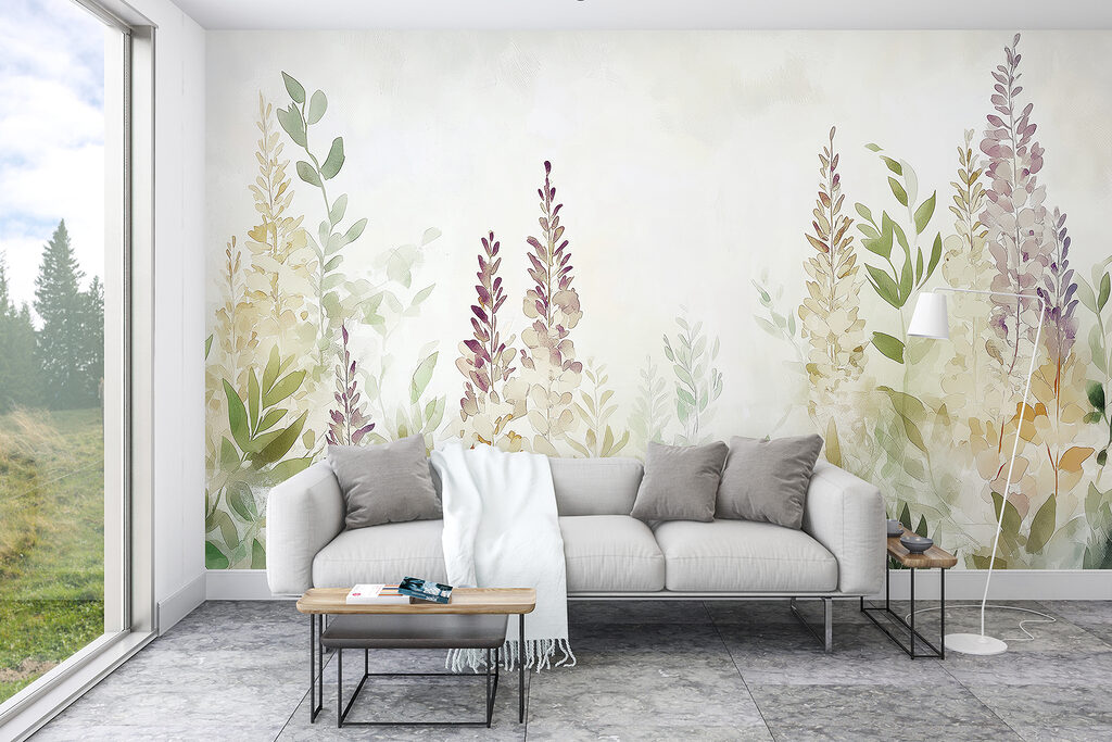 Painting of flowers and leaves