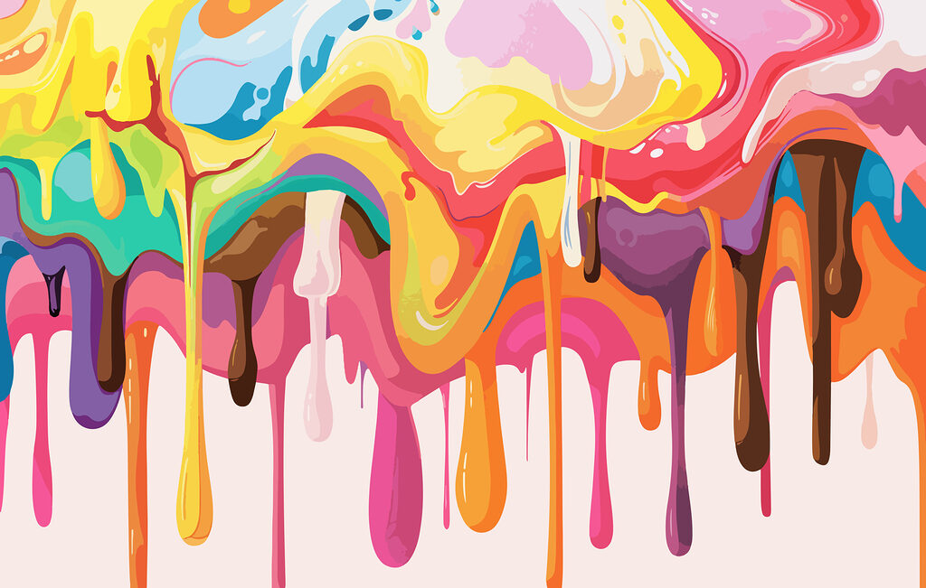 Bunte Farbe tropft herunter Bunte Farbe tropft herunter