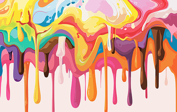 Bunte Farbe tropft herunter Bunte Farbe tropft herunter