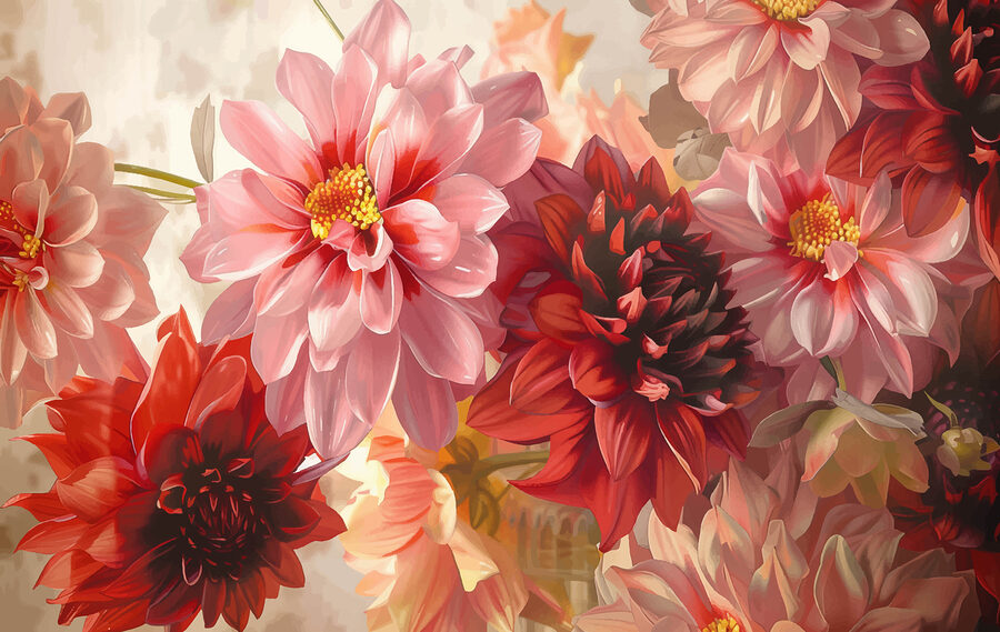 Gruppe von Blumen mit unscharfem Hintergrund