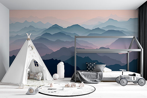 Landschaft mit Bergen und Nebel Landschaft mit Bergen und Nebel
