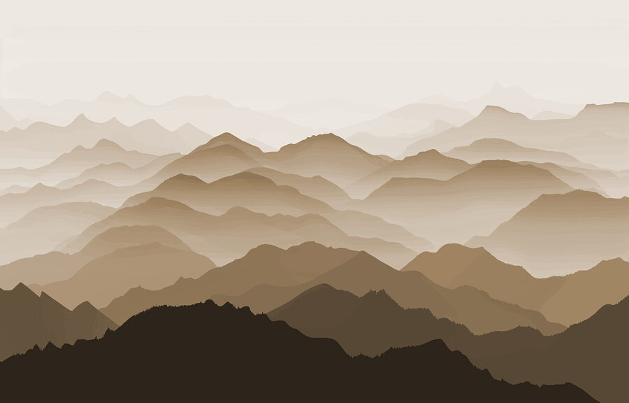 Landschaft mit Bergen und Nebel Landschaft mit Bergen und Nebel