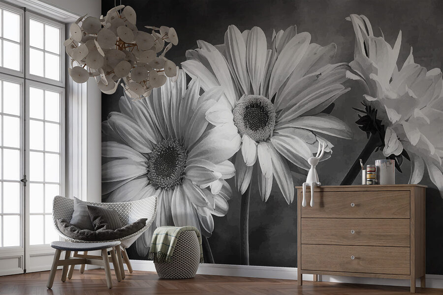 Gruppe von Blumen mit Blütenblättern