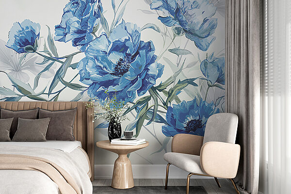 Fototapeten Blaue Blumen auf weißem Hintergrund (Artikelnummer: w08274v1) Fototapeten Fototapeten Blaue Blumen auf weißem Hintergrund (Artikelnummer: w08274v1)