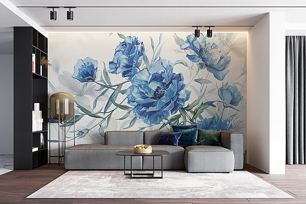 Blue flowers on a white background