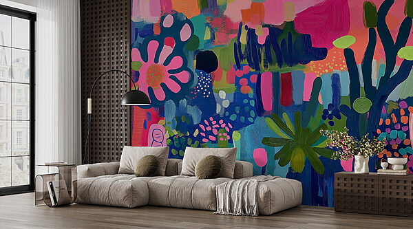 Bunte Malerei von Pflanzen und Blumen Bunte Malerei von Pflanzen und Blumen