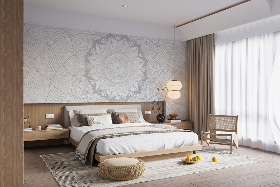 Weißes und graues Mandala