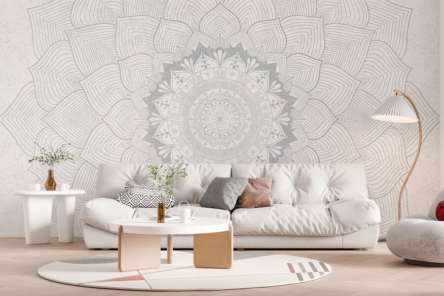 Weißes und graues Mandala
