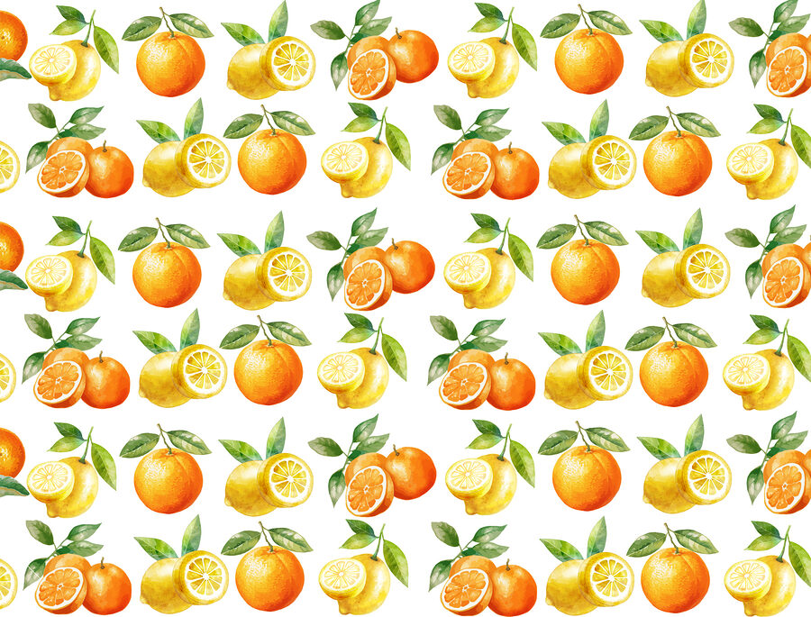 Muster von Orangen und Zitronen