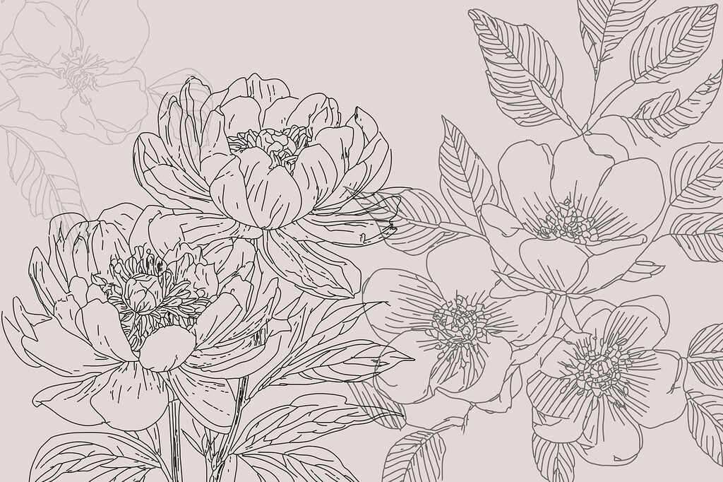 Drawing of flowers and leaves