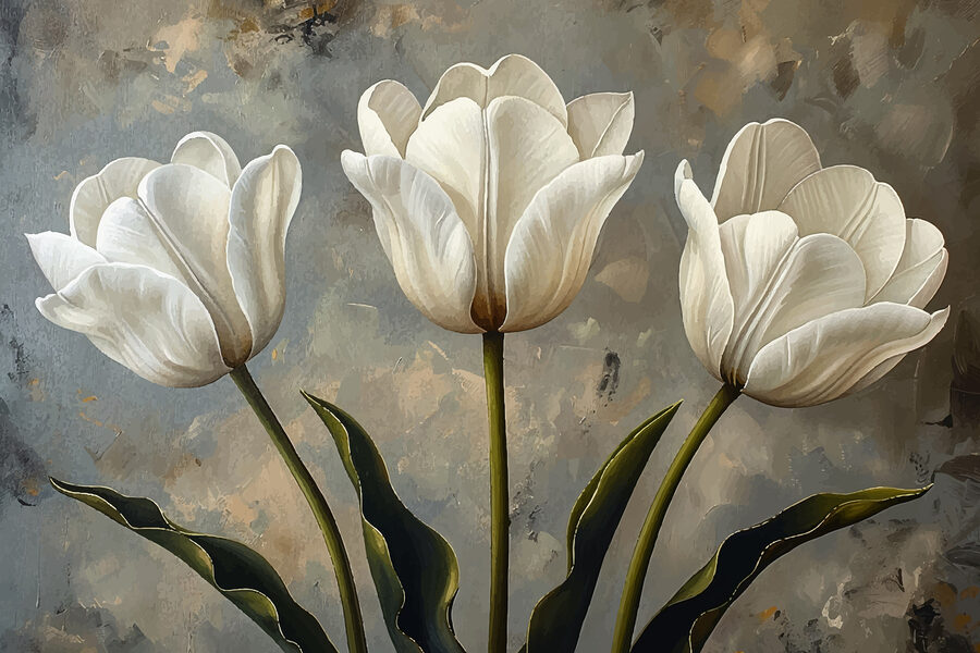 Gemälde von weißen Tulpen