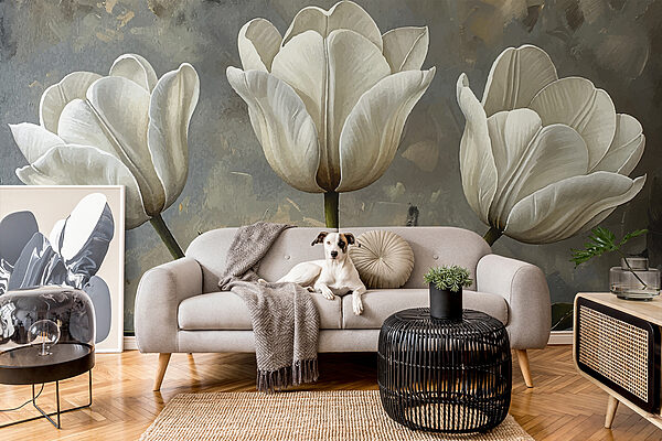 Gemälde von weißen Tulpen Gemälde von weißen Tulpen