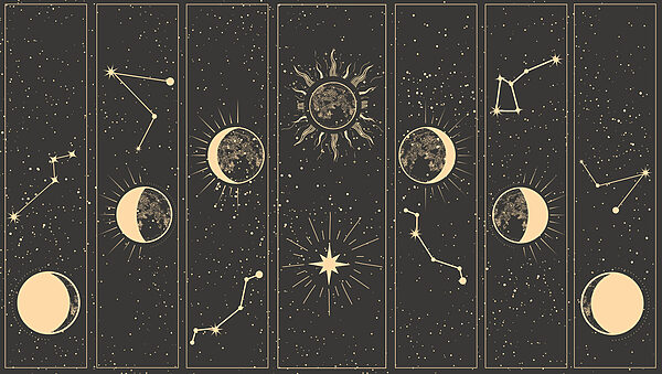 Gruppe von Bannern mit Mond und Sternen Gruppe von Bannern mit Mond und Sternen