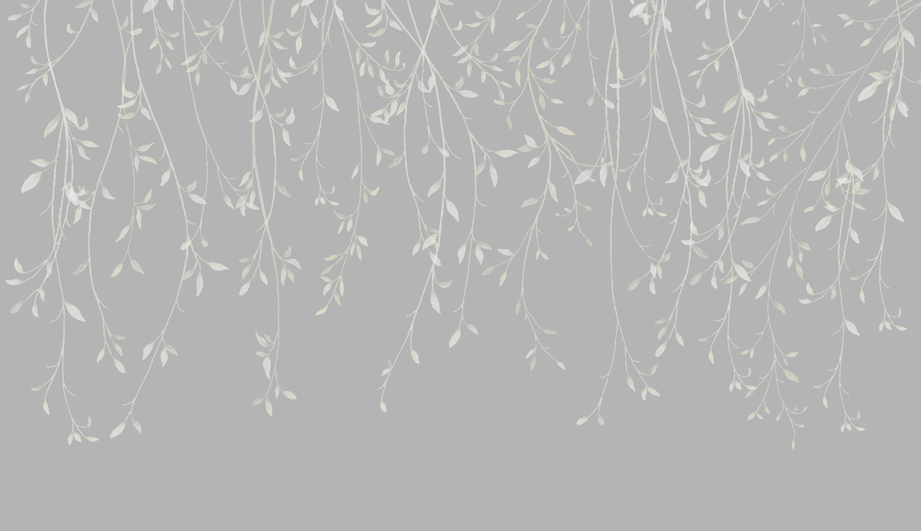 White and gray background with leaves