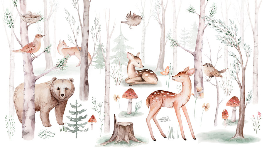 Gruppe von Tieren im Wald
