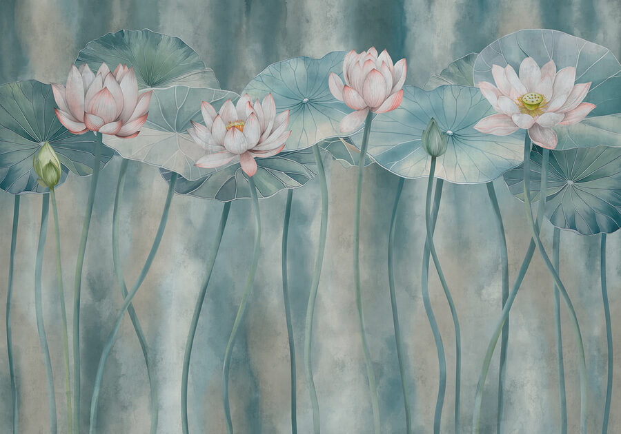 Gruppe von Blumen und Blättern