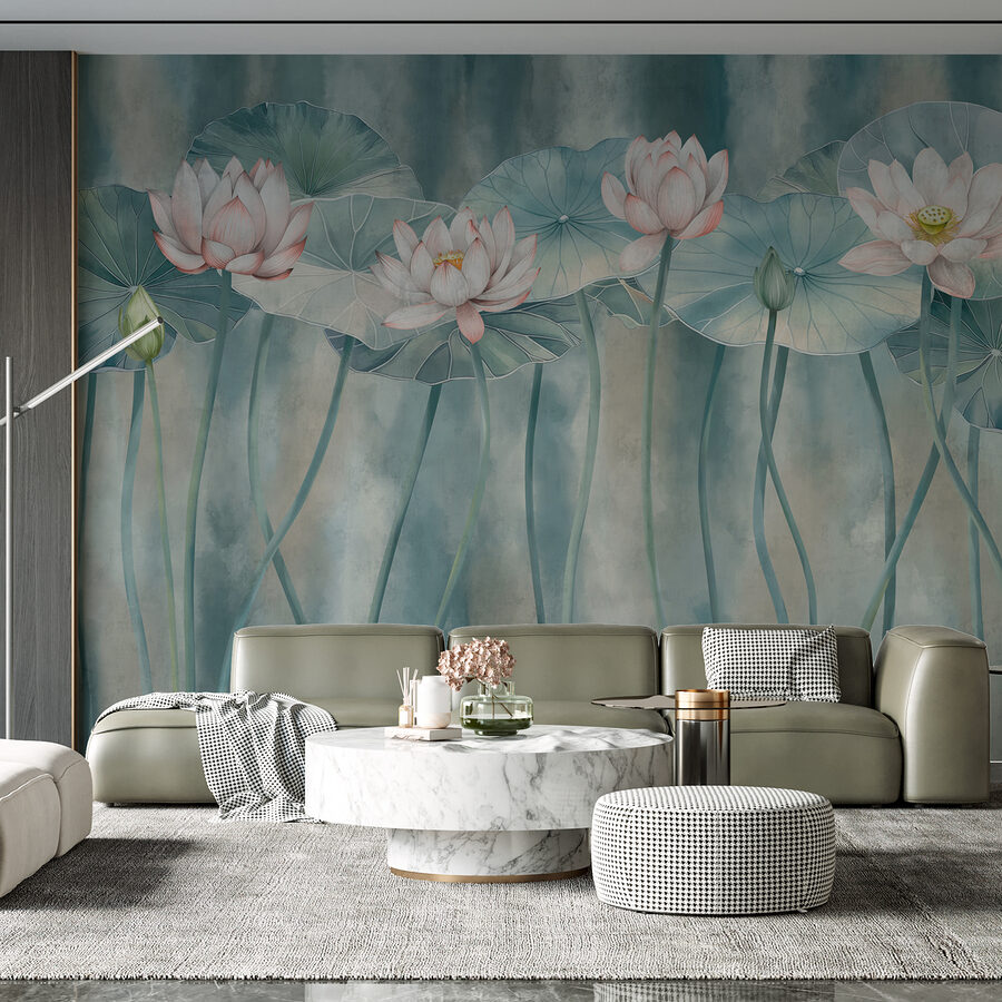 Gruppe von Blumen und Blättern