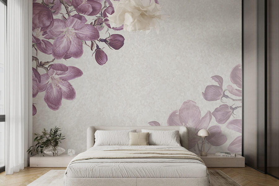Lila Blumen auf weißem Hintergrund