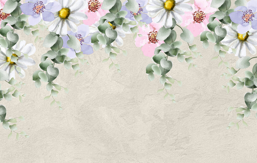 Gruppe von Blumen und Blättern Gruppe von Blumen und Blättern
