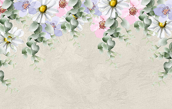 Gruppe von Blumen und Blättern Gruppe von Blumen und Blättern