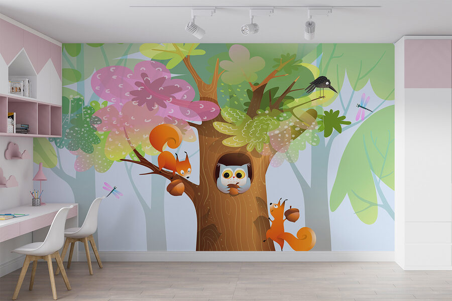 Karikatur von Tieren in einem Baum Karikatur von Tieren in einem Baum