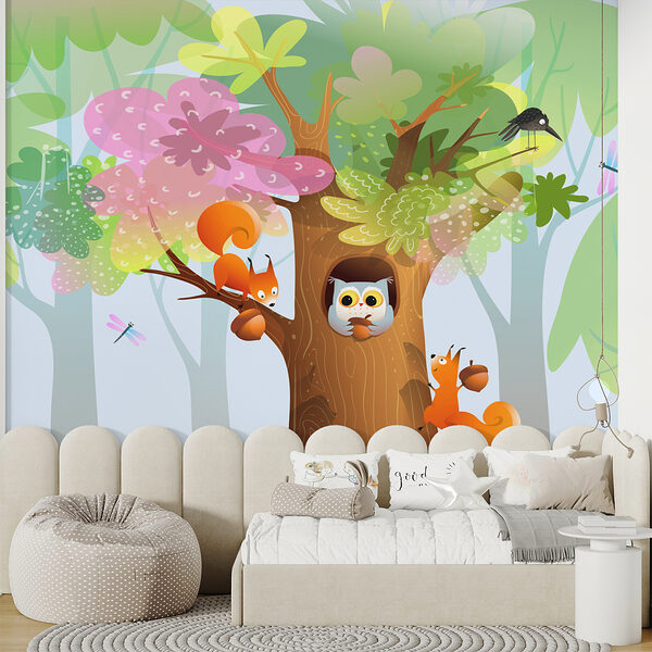 Karikatur von Tieren in einem Baum Karikatur von Tieren in einem Baum