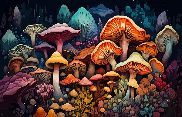Group of mushrooms in a forest Group of mushrooms in a forest