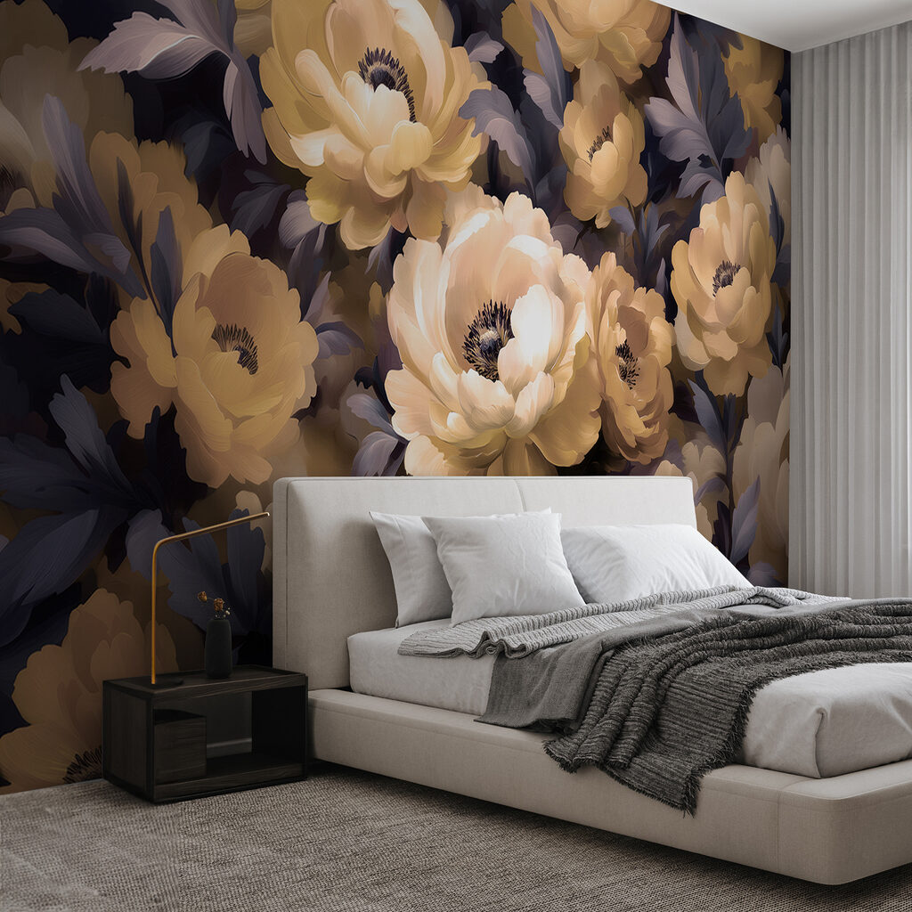 Group of flowers with leaves