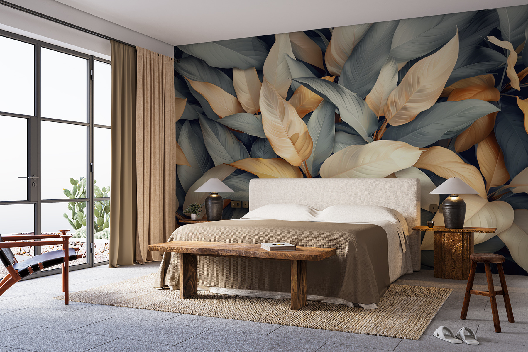 Group of leaves with different colors