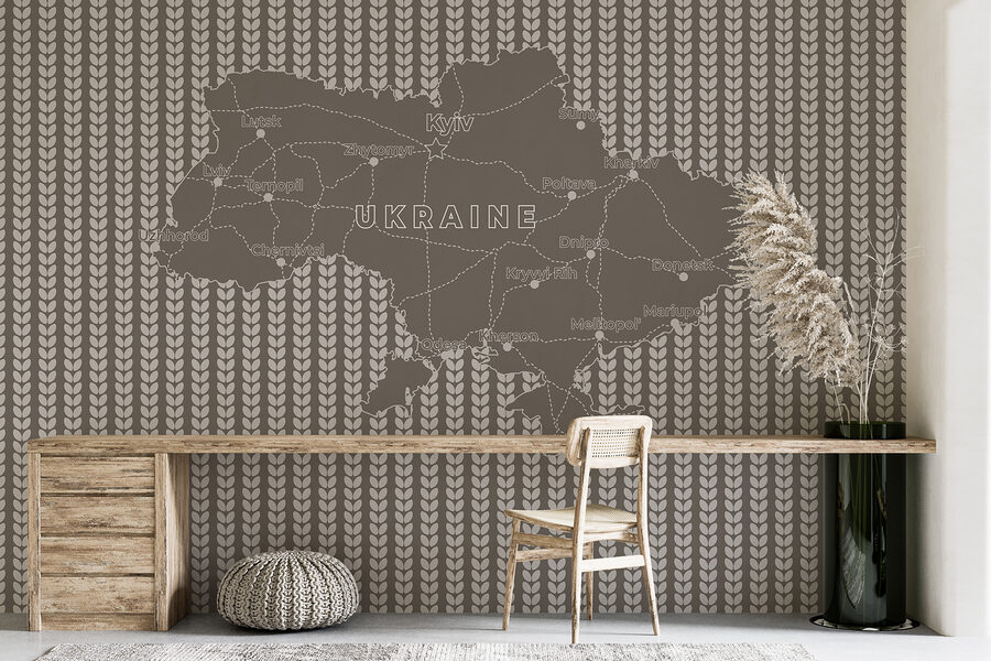 Karte der ukraine mit weißem Text