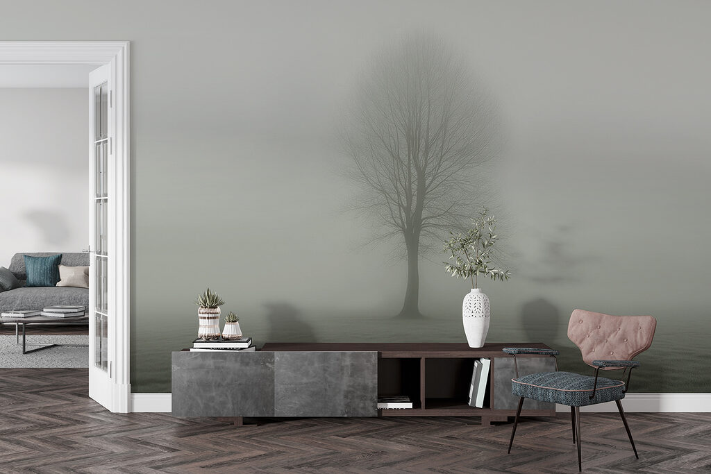 Tree in a foggy field Tree in a foggy field